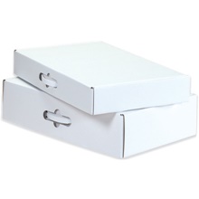18 1/4 x 11 3/8 x 2 11/16" White Corrugated Carrying Cases (10/Bundle)