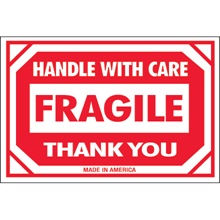 2 x 3" - "Fragile - Handle With Care" Labels