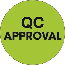 2" Circle - "QC Approval" Fluorescent Green Labels