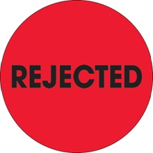 2" Circle - "Rejected" Fluorescent Red Labels