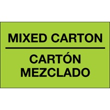"Mixed Carton - Carton Mezclado" (Fluorescent Green) Bilingual Labels