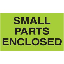 "Small Parts Enclosed" (Fluorescent Green) Labels