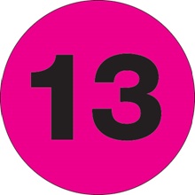 3" Circle - "13" (Fluorescent Pink) Number Labels