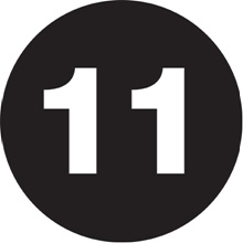 2" Circle - "11" (Black) Number Labels