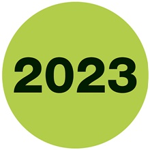 3" Circle - "2023" (Fluorescent Green) Year Labels
