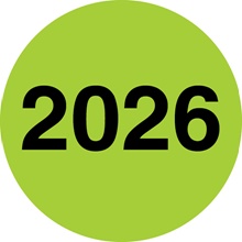 2" circle - "2026" Fluorescent Green Year Label