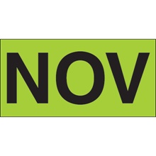 "NOV" (Fluorescent Green) Months of the Year Labels