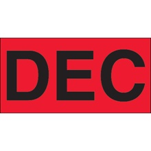 "DEC" (Fluorescent Red) Months of the Year Labels