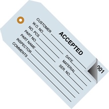 "Accepted" Inspection Tags 2 Part - Numbered 000 - 499