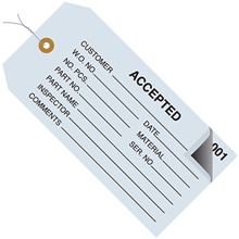 "Accepted" Inspection Tags 2 Part - Numbered 000 - 499