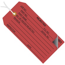 "Rejected" Inspection Tags 2 Part - Numbered 000 - 499