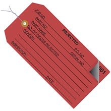 "Rejected" Inspection Tags 2 Part - Numbered 000 - 499