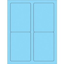 3 1/2 x 5" Fluorescent Pastel Blue Rectangle Laser Labels