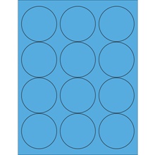 2 1/2" Fluorescent Blue Circle Laser Labels