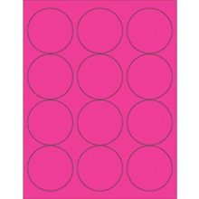 2 1/2" Fluorescent Pink Circle Laser Labels