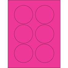 3" Fluorescent Pink Circle Laser Labels