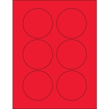 3" Fluorescent Red Circle Laser Labels