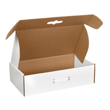 18 1/4 x 11 3/8 x 4 1/2" White Corrugated Carrying Cases (10/Bundle)