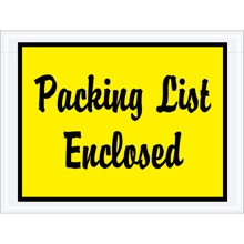 Yellow "Packing List Enclosed" Envelopes