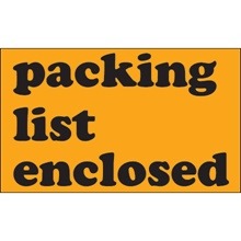"Packing List Enclosed" (Fluorescent Orange) Labels