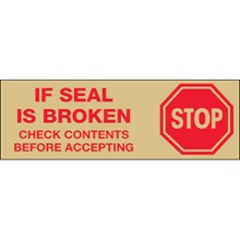 "Stop If Seal Is Broken" Tan (6 Pack) Tape Logic® Messaged Carton Sealing Tape