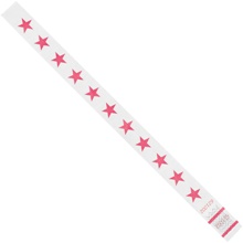 3/4 x 10" Pink Stars Tyvek® Wristbands