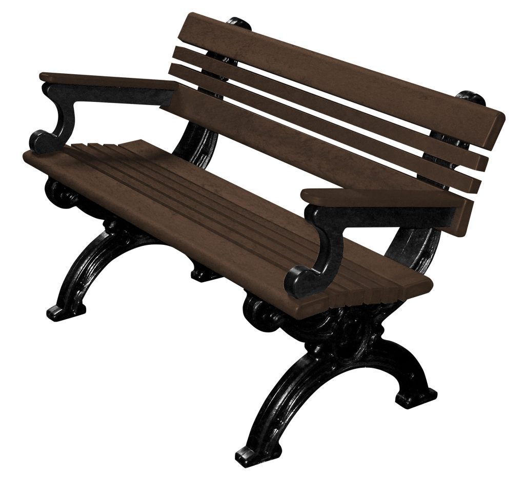 Bench Cambridge With Arms 48 Bk Frame Brown Seat