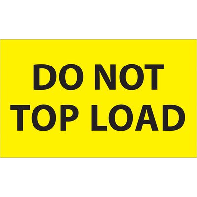 "Do Not Top Load" (Fluorescent Yellow) Labels (500/Roll)