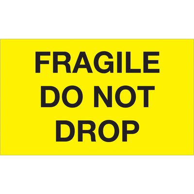 "Fragile - Do Not Drop" (Fluorescent Yellow) Labels (500/Roll)