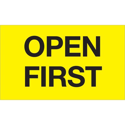 "Open First" (Fluorescent Yellow) Labels (500/Roll)
