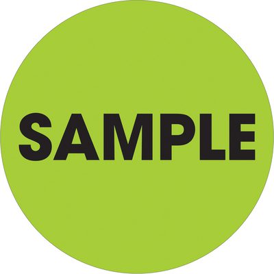 Circle - "Sample" Fluorescent Green Labels (500/Roll)
