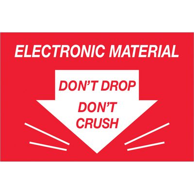 "Don't Drop Don't Crush - Electronic Material" Labels (500/Roll)