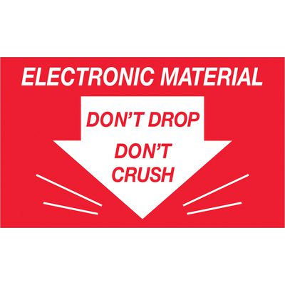 "Don't Drop Don't Crush - Electronic Material" Labels (500/Roll)