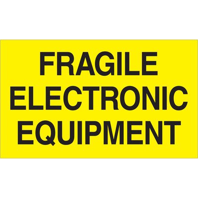 "Fragile Electronic Equipment" (Fluorescent Yellow) Labels (500/Roll)