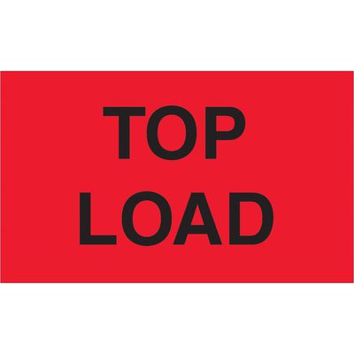 "Top Load" (Fluorescent Red) Labels (500/Roll)