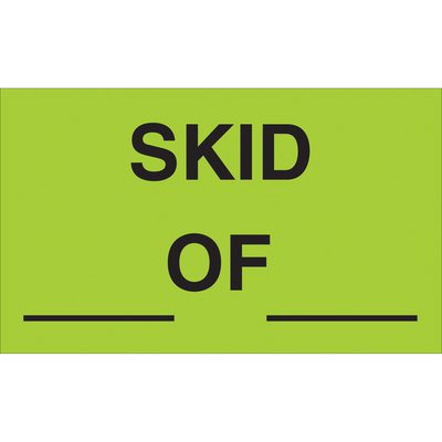 " Skid __ of __" (Fluorescent Green) Labels (500/Roll)