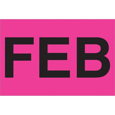 "FEB" (Fluorescent Pink) Months of the Year Labels (500/Roll)