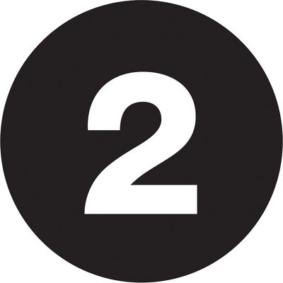 Circle - "2" (Black) Number Labels (500/Roll)