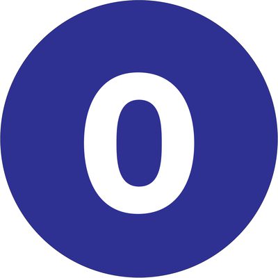 Circle - "0" (Dark Blue) Number Labels (500/Roll)