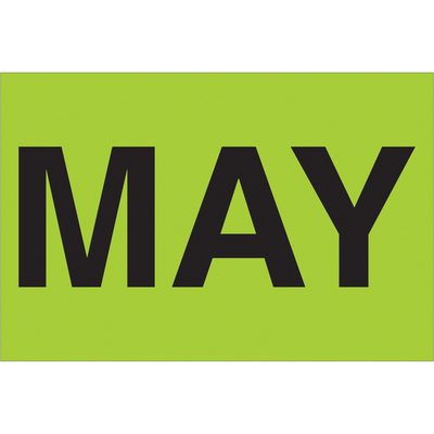 "MAY" (Fluorescent Green) Months of the Year Labels (500/Roll)