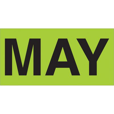"MAY" (Fluorescent Green) Months of the Year Labels (500/Roll)