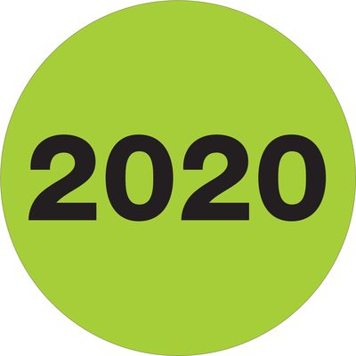 Circle - "2020" (Fluorescent Green) Year Labels