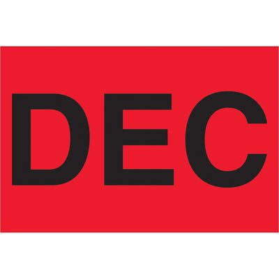 "DEC" (Fluorescent Red) Months of the Year Labels (500/Roll)