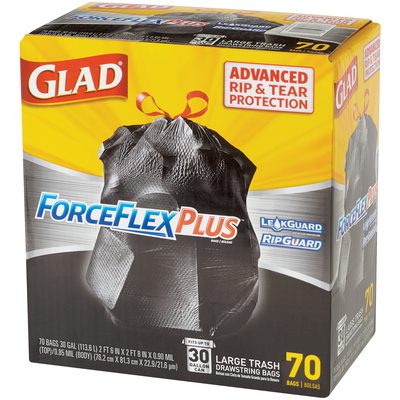 Glad® ForceFlex® Trash Bags - 30 Gallon, Black (70/Case)