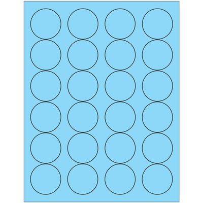 Fluorescent Pastel Blue Circle Laser Labels - 24 Labels/Sheet (100 Sheets/Box)