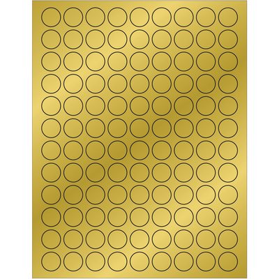 Gold Foil Circle Laser Labels - 108 Labels/Sheet (100/Box)