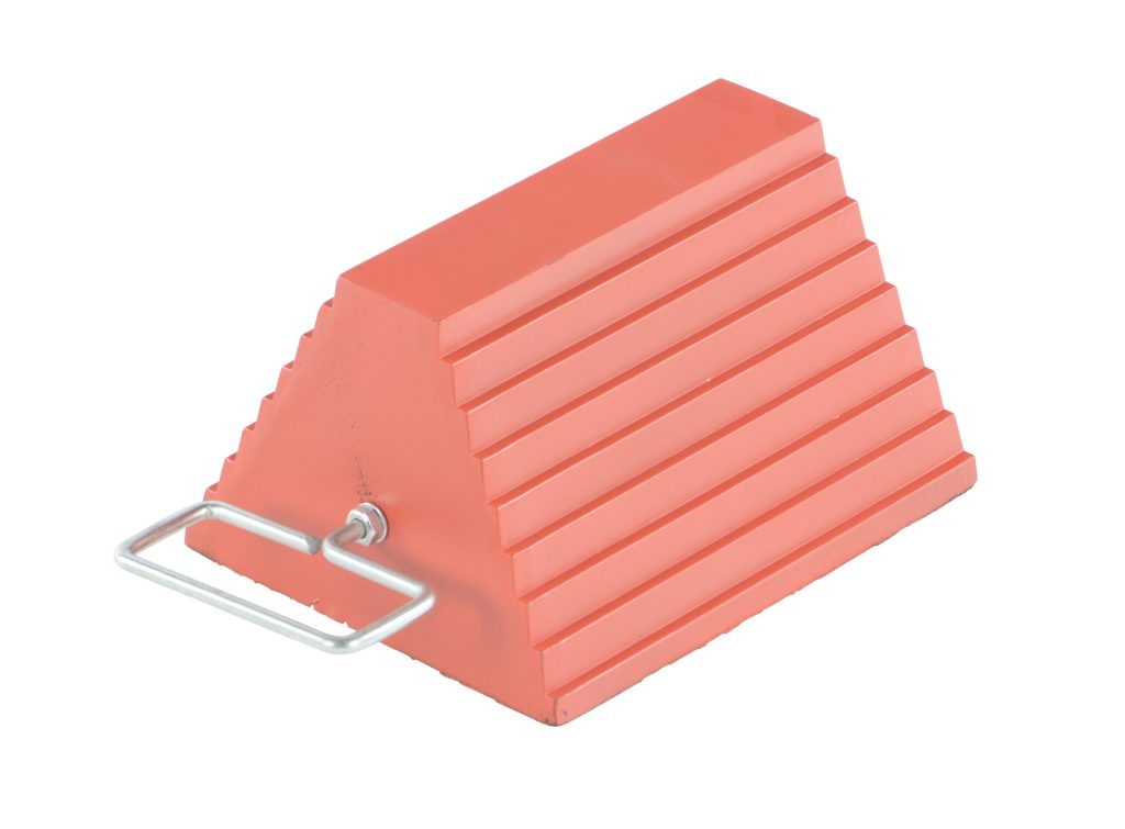 Orange Rubber Wheel Chock W/ Handle