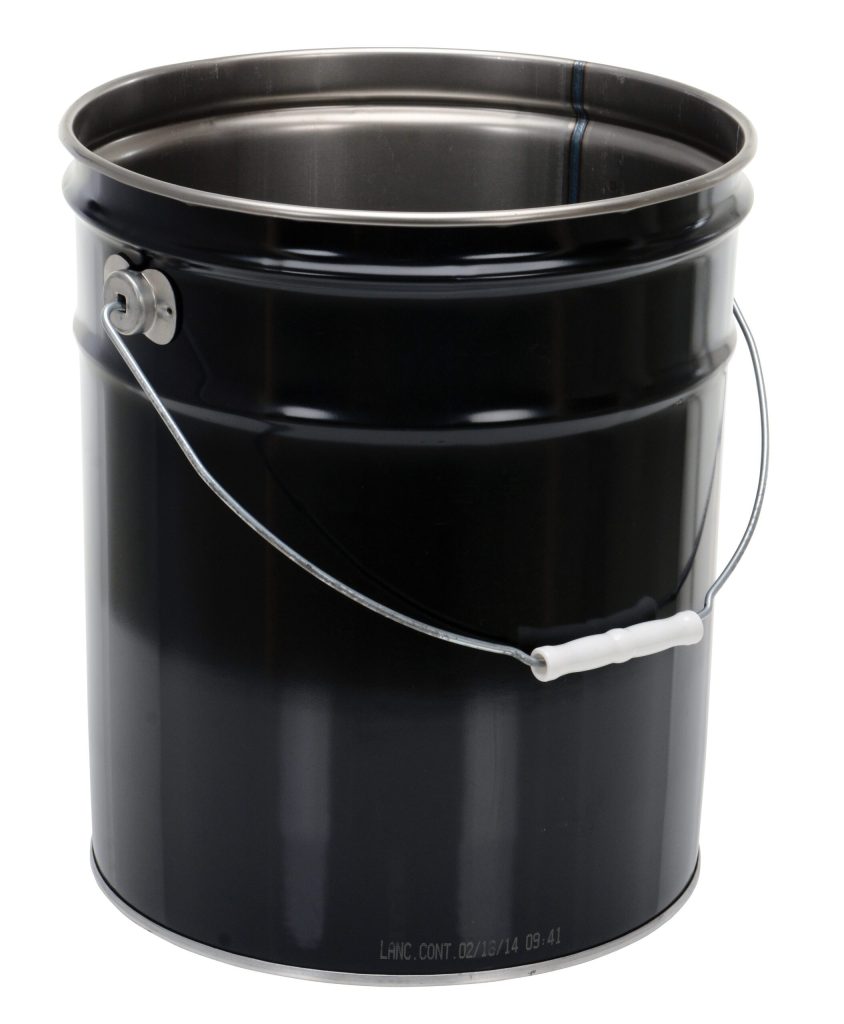 Black Open Head Steel Pail 5 Gallon