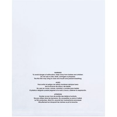 (100 Pack) Flat Suffocation Warning Poly Bags