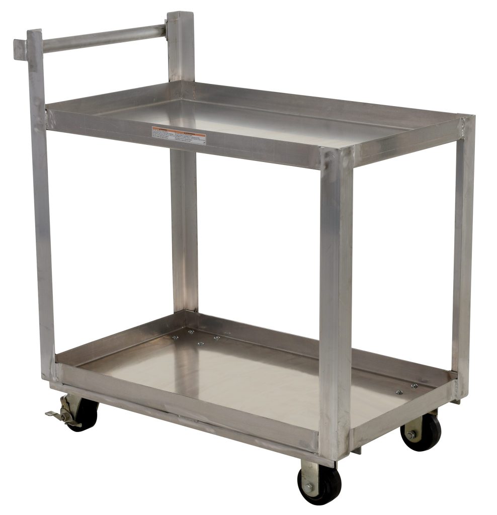 Alum Service Cart W/ Two Shelves